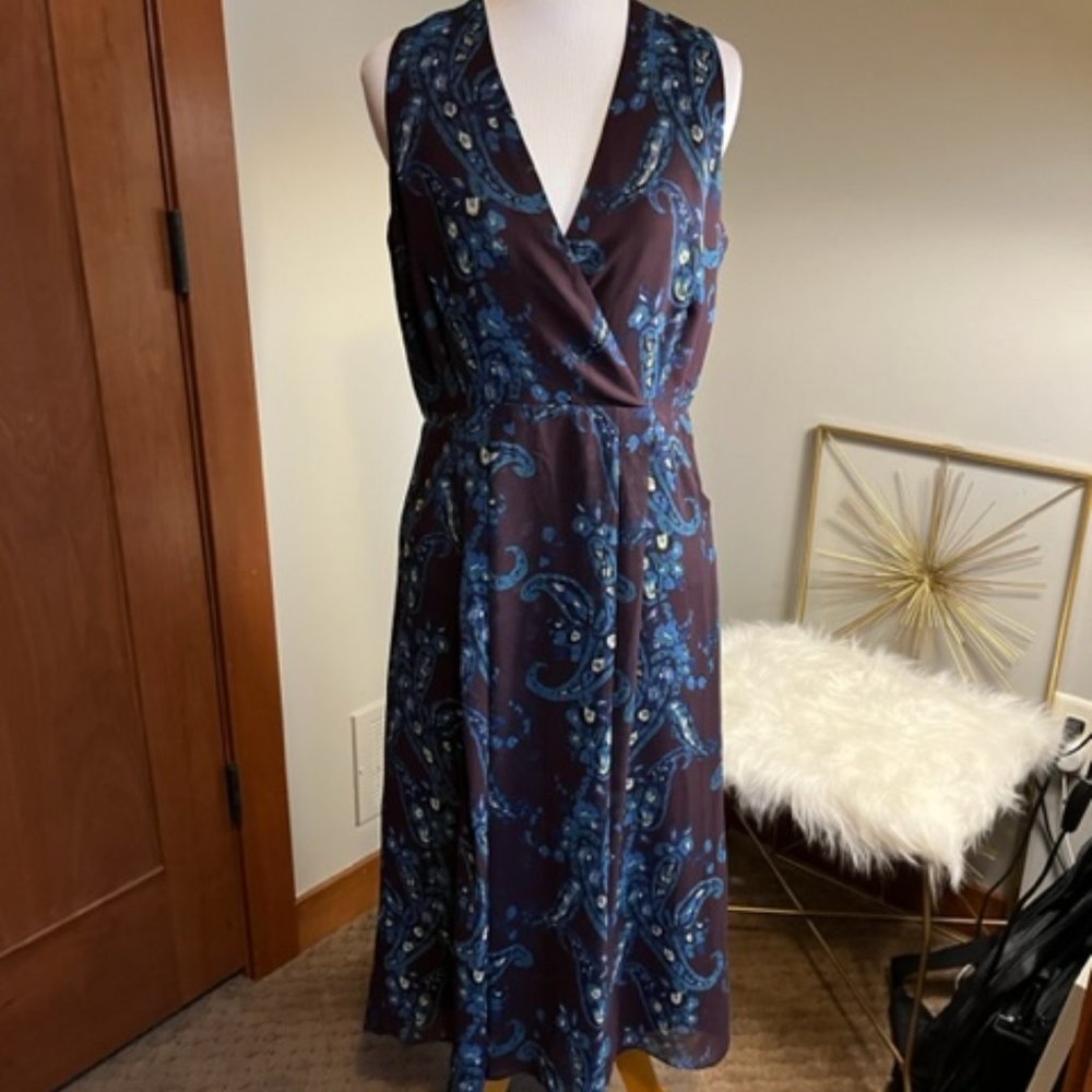 CAbi Paisley Treasure Floral/Paisley Style 3461 V-Neck Midi Dress w/Pockets SZ 4 - Picture 2 of 13